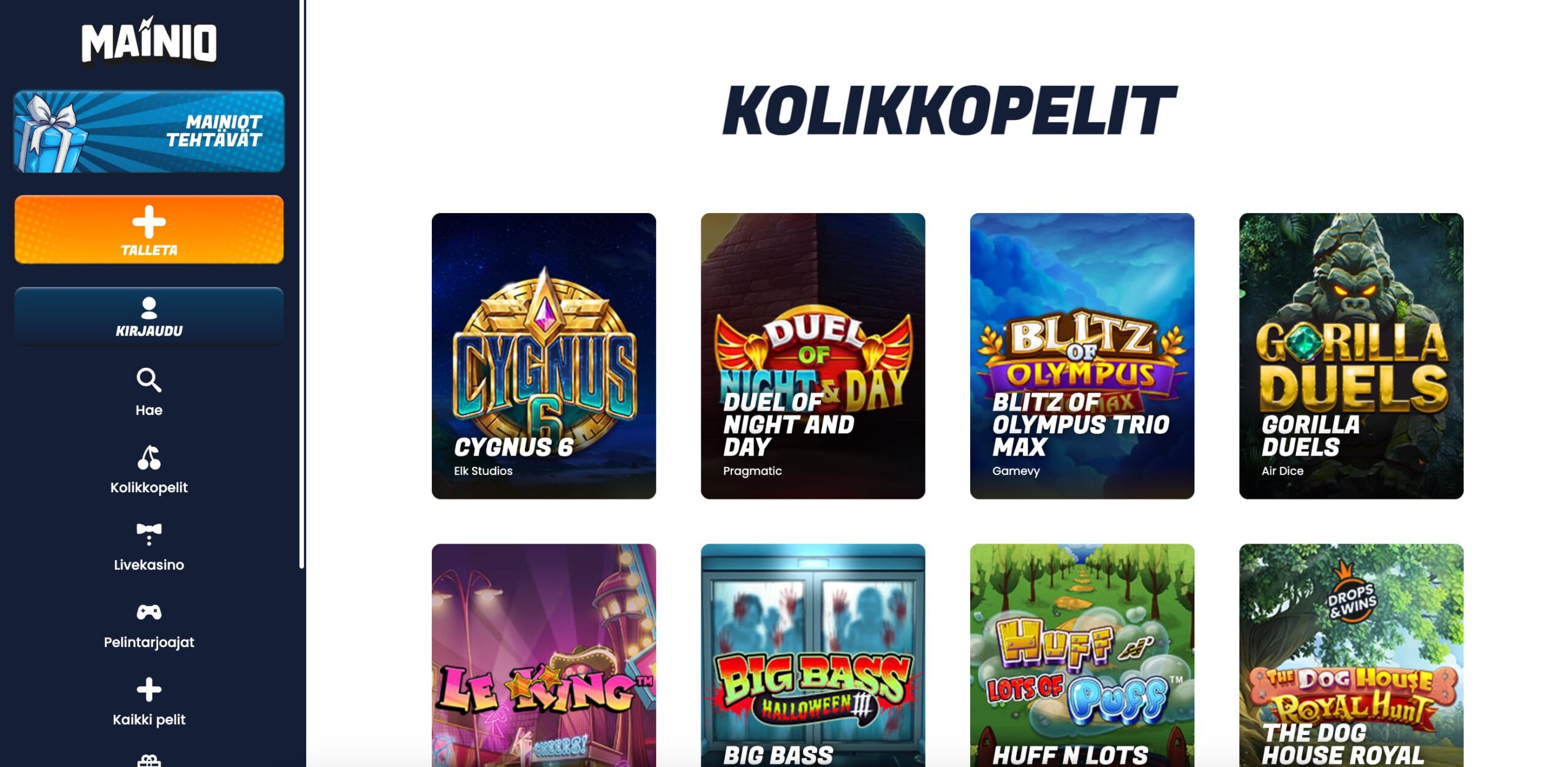 Mainio casino kuvakaappaus